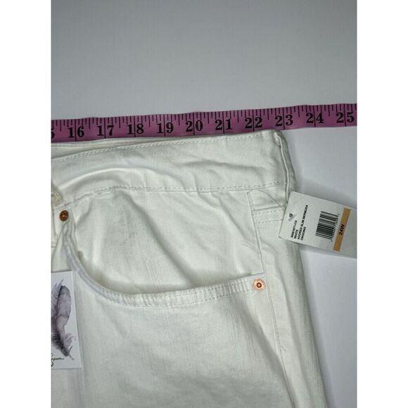 Jessica Simpson Adored Slim Bermuda Shorts Modest White Denim Jean Fray Hem 24W - Picture 11 of 16